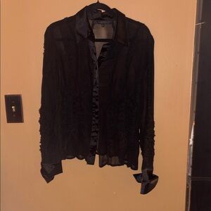 Elegant Black Sheer Women's Top